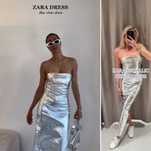ZARA Bloggers Fav Metallic Dress - Picture 6 of 17